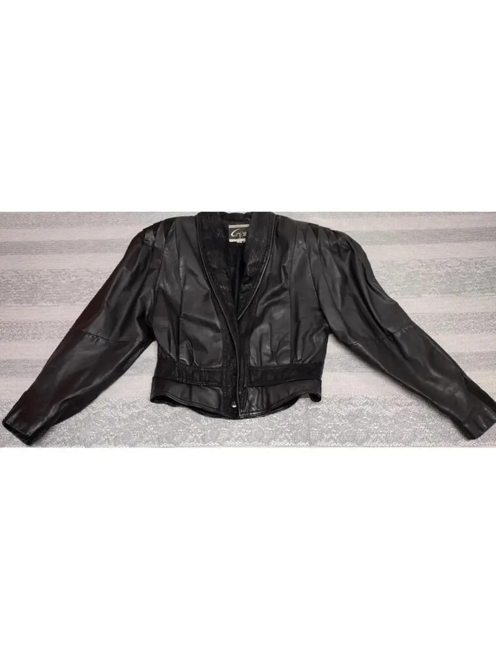 Black Tailored Leather Short Jacket New Wave Avante-Garde 1980s Bombshell S/M